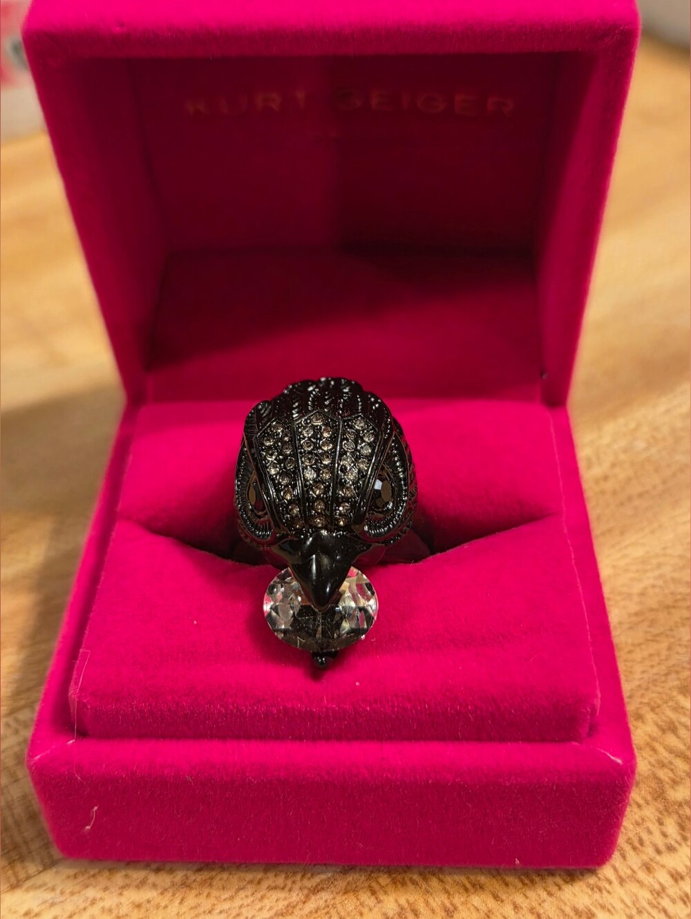 Kurt Geiger NWT Black Raven Ring NIB Size 6.5
